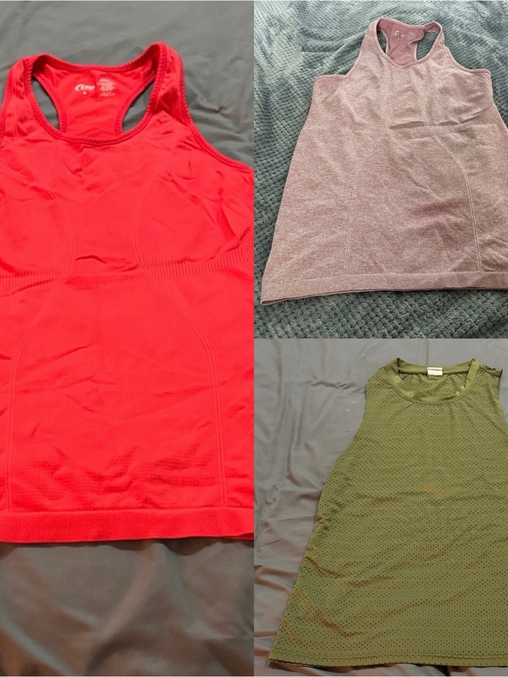 ZYIA Tank Tops Trio - Red, Pink, Olive Green